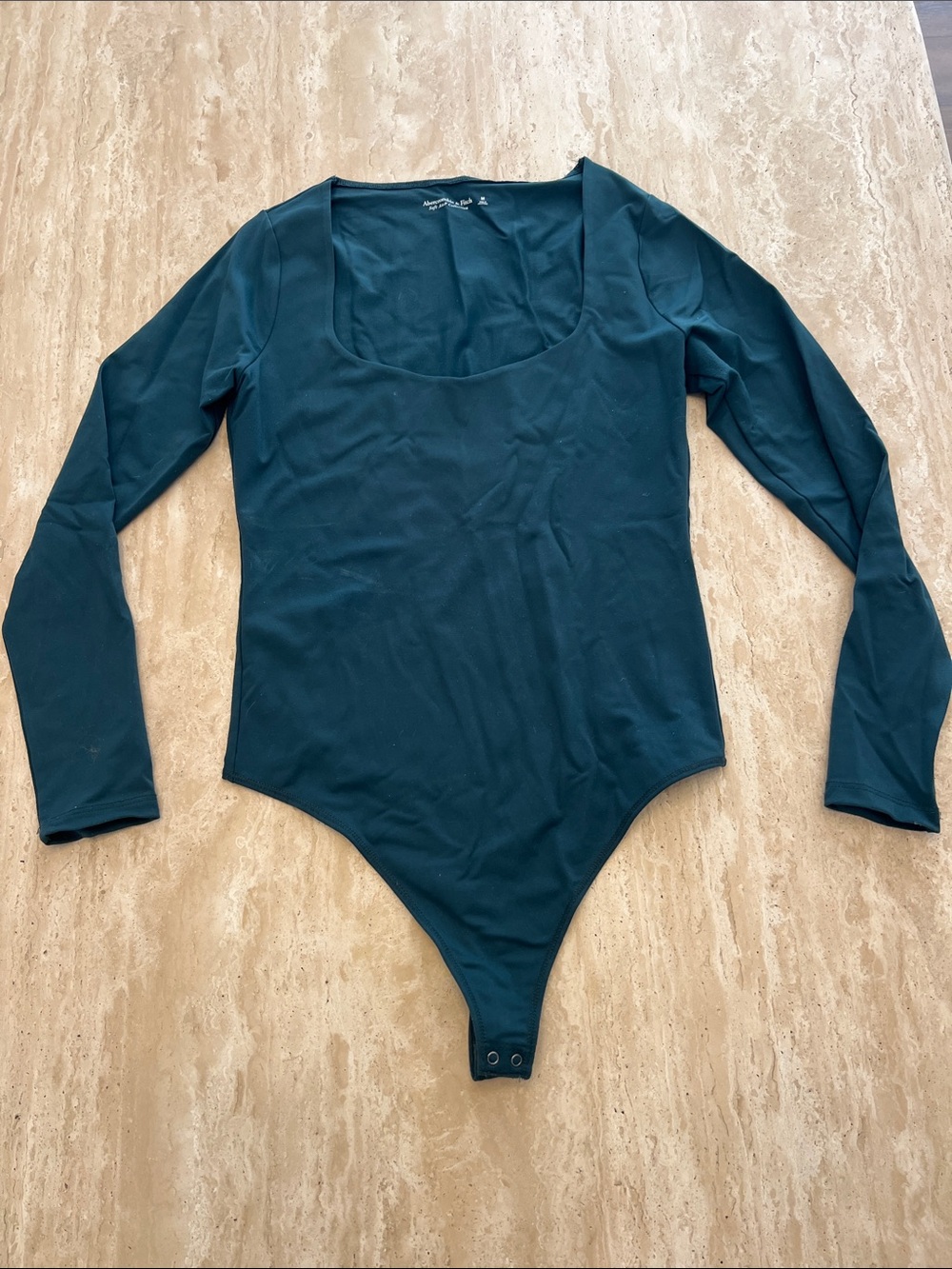 Abercrombie & Fitch Long-Sleeve Scoop One-Piece Swimsuit in Teal